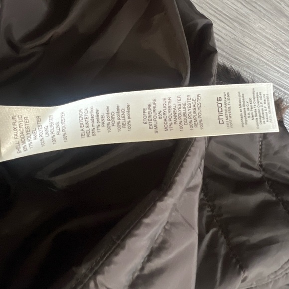 Chico's faux fur mink cape Short sleeve Jacket Brown Size 3 US XL - Picture 5 of 5